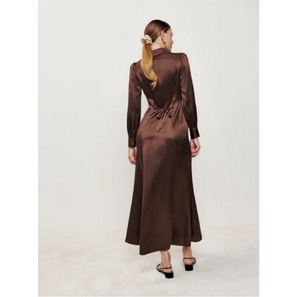 Reformation silk Elegant Brown Dress in cafe NWT - Picture 6 of 7